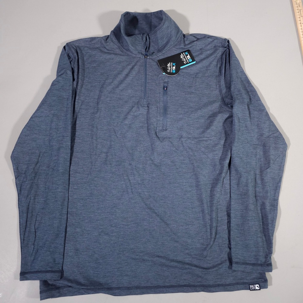 Salt Life SLX Performance Pullover Mens XL‎ Navy Heather Quarter Zip SLM6249